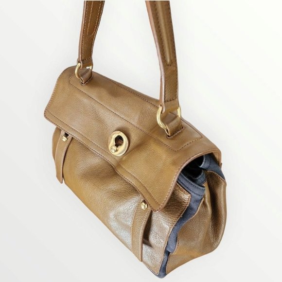 YSL ¥ YEVES SAINT LAURENT  Muse Two Leather Canvas Bag Preloved - Picture 1 of 7